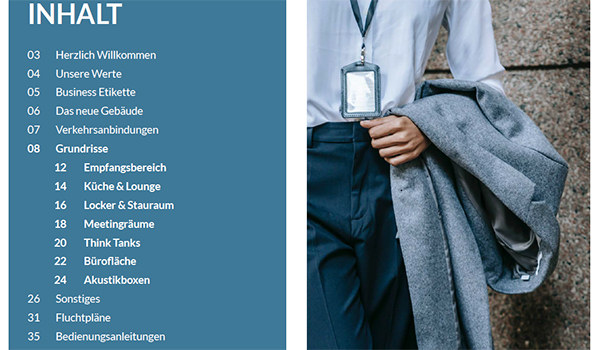 Inhaltsverzeichnis eines coneon Benutzerhandbuchs