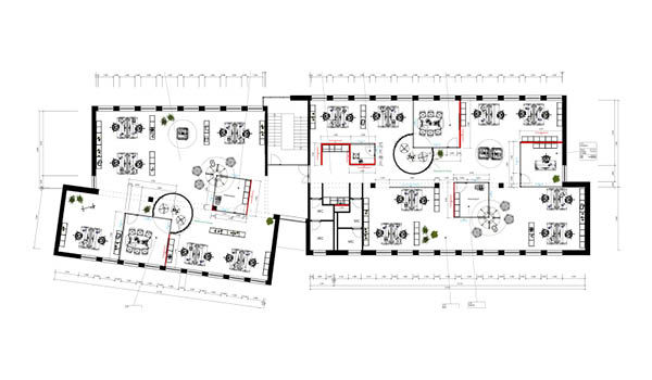 2-D Grundrissplanung einer Bürofläche