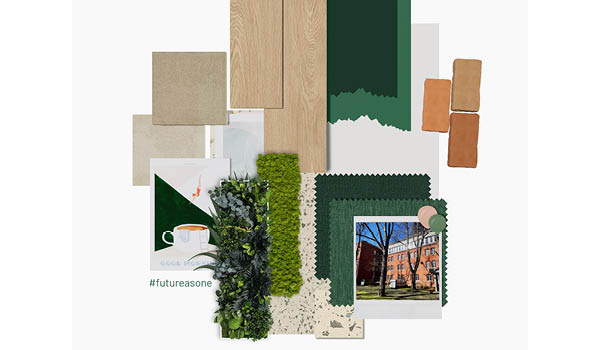 Büroplanung mit coneon: Farb- & Materialkonzept Collage unterschiedlicher Stoffe und Materialien