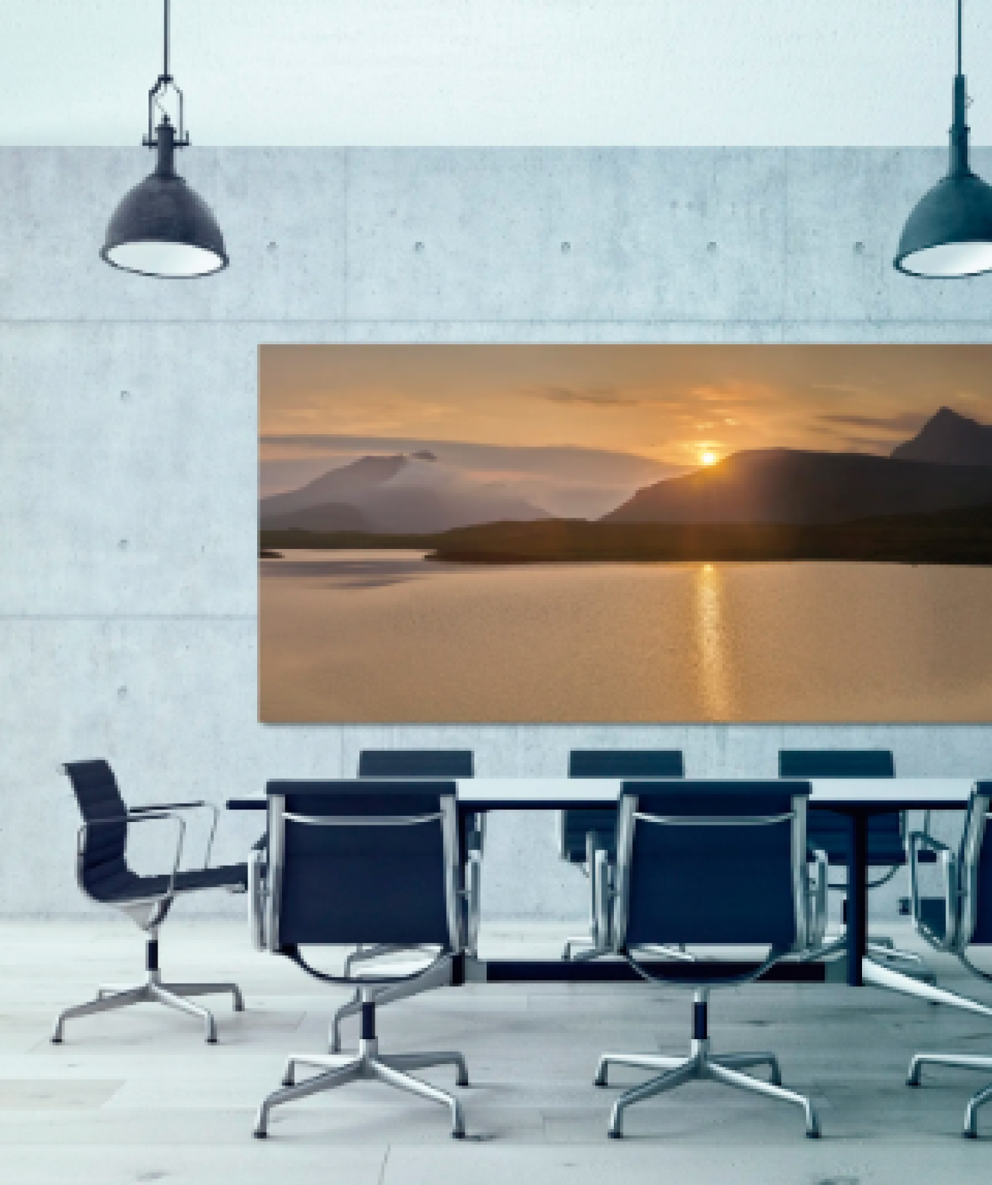 Akustikbilder von coneon Bild mit Sonnernuntergang