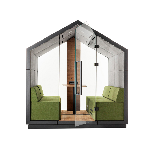 Akustikbox mit auffälligem Design Akustikbox in Haus-Optik