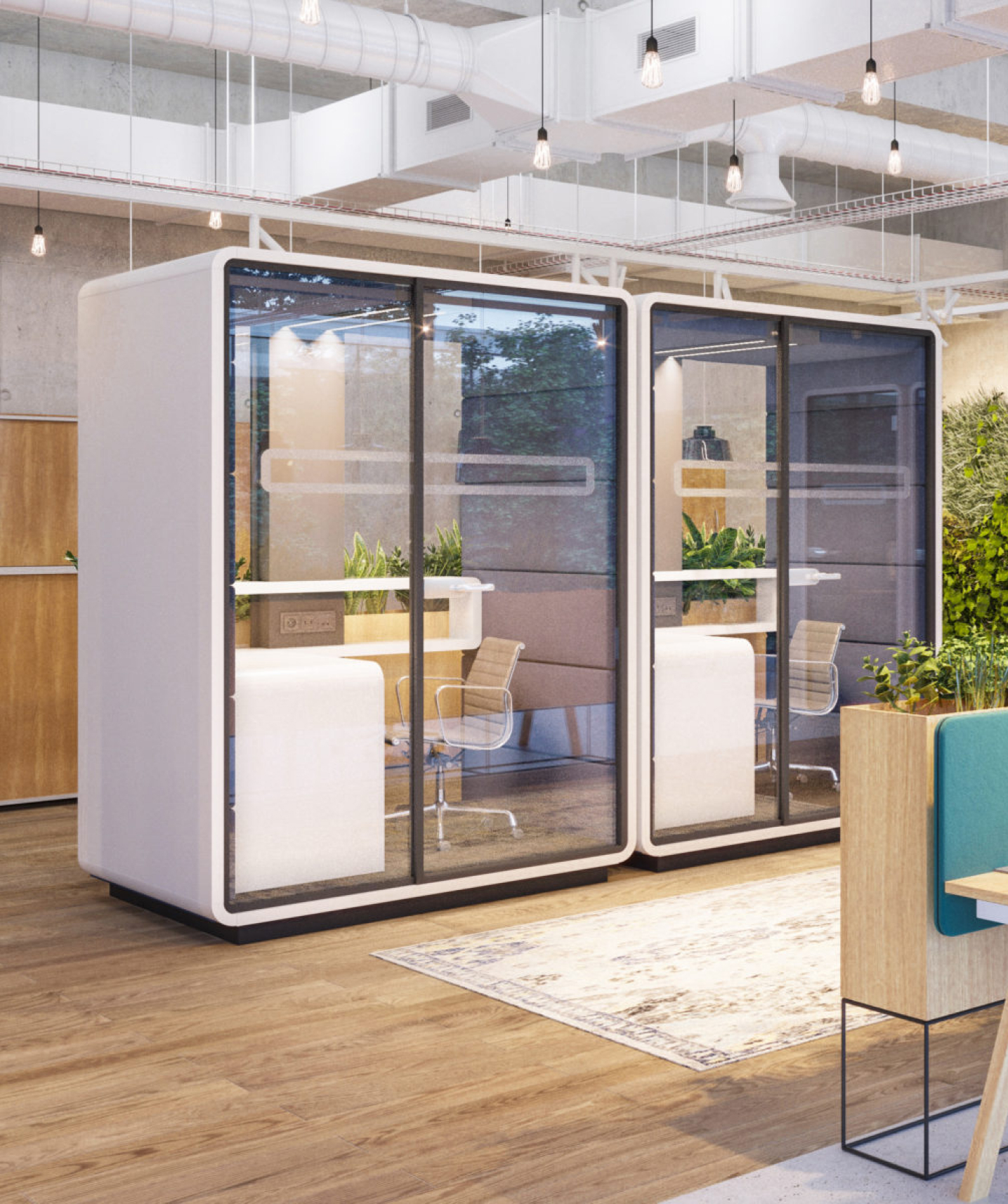 Akustikboxen für das Büro Akustikboxen im Großraumbüro