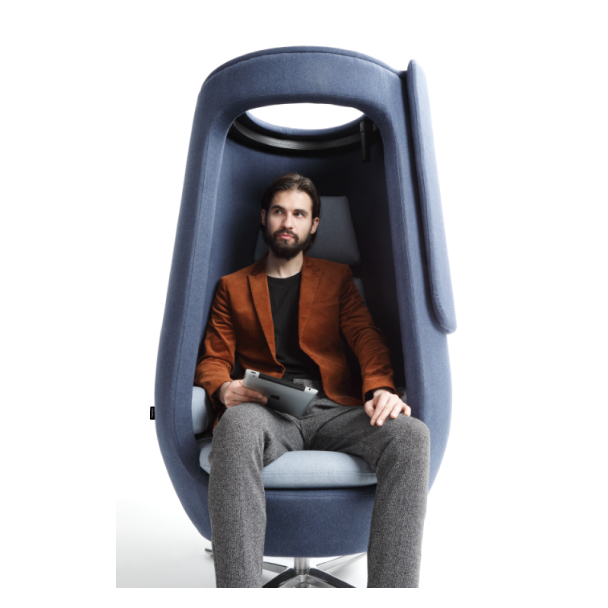 Akustiklösungen für Telefonate Blauer Akustikstuhl