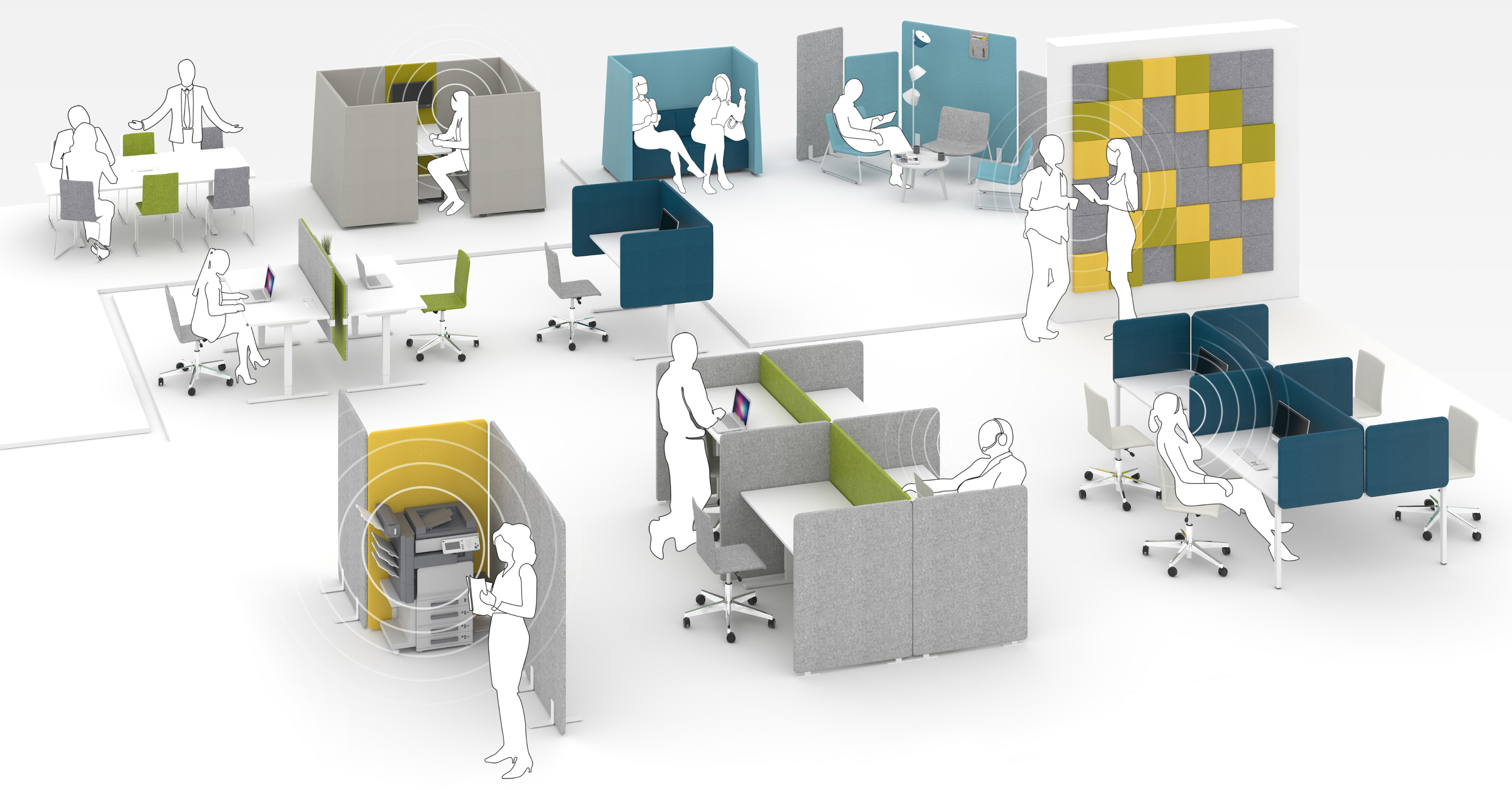 Smarte Akustiklösungen von coneon Grafik Raumakustik