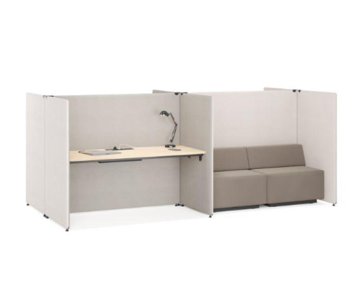 Flexible Akustikmöbel mit Schallschutz Arbeitsplatz mit Sofa
