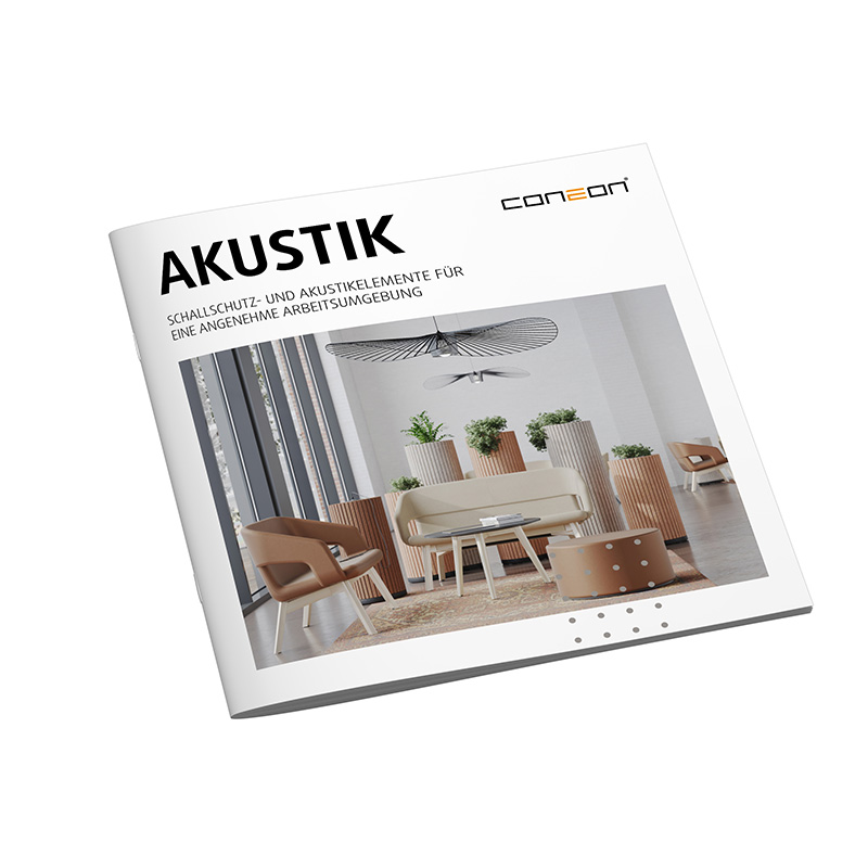 Ansicht Titelseite der Akustikbroschüre von coneon