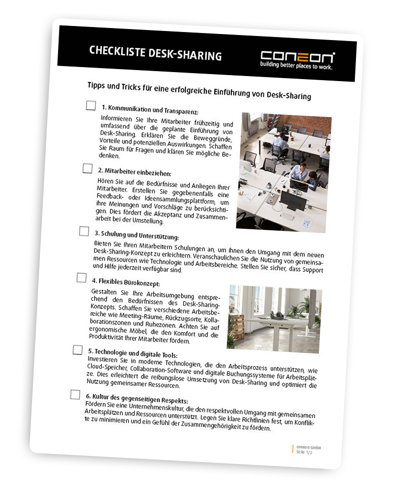 Abbildung einer Checkliste für die Einführung von Desk-Sharing