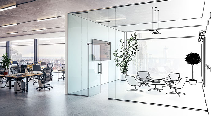 Von der Büroplanung bis zum Innenausbau - Skizzenbild