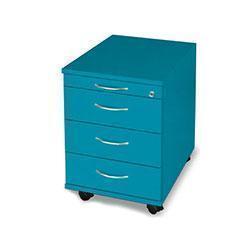 Eine tragbare blaue Büroschublade.
