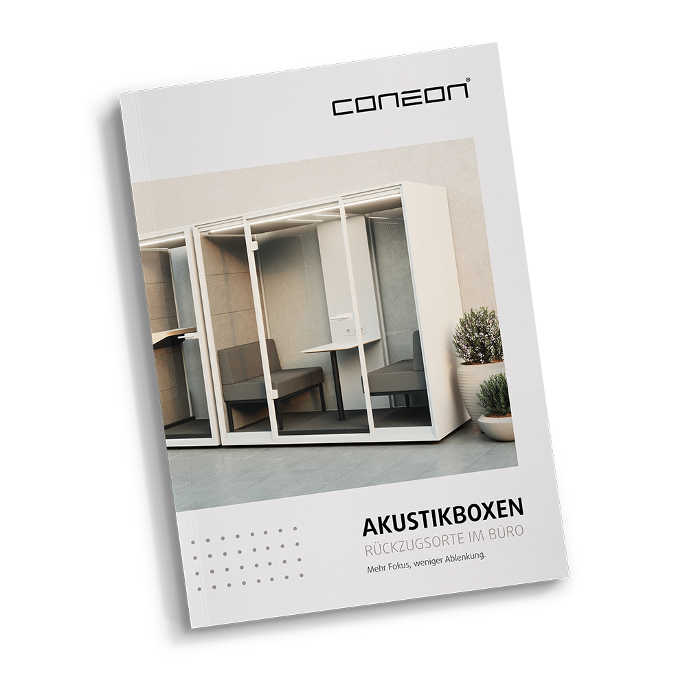 coneon Akustikboxen-Broschüre 2025 Grafik Akustikboxen-Broschüre