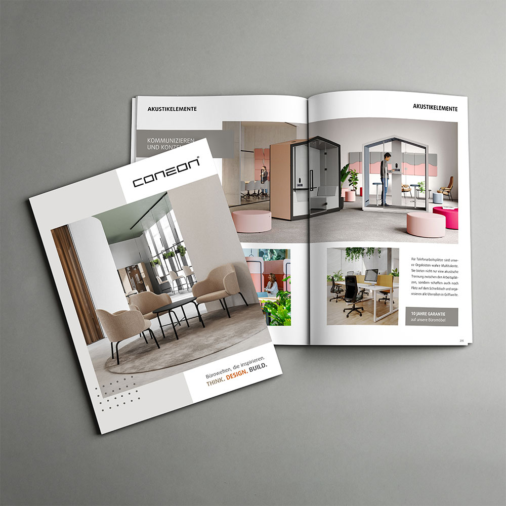 Deckblatt des coneon Möbelkatalogs 2025